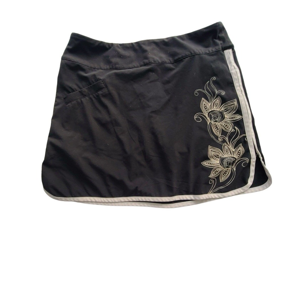 Athleta Black Floral Active Skort with Built-in Shorts Size 6
